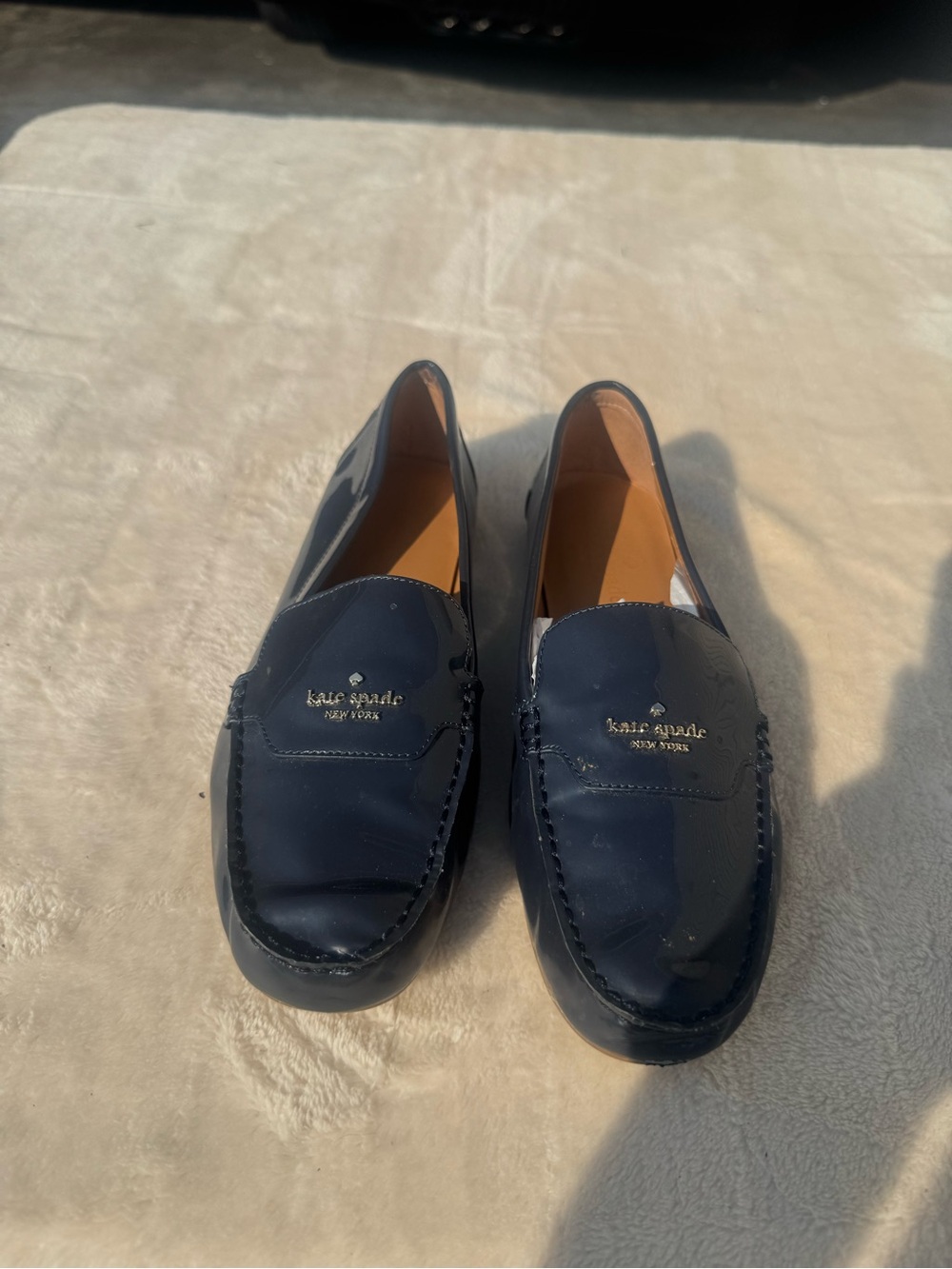 kate spade Navy Patent Leather Slip-On Loafers